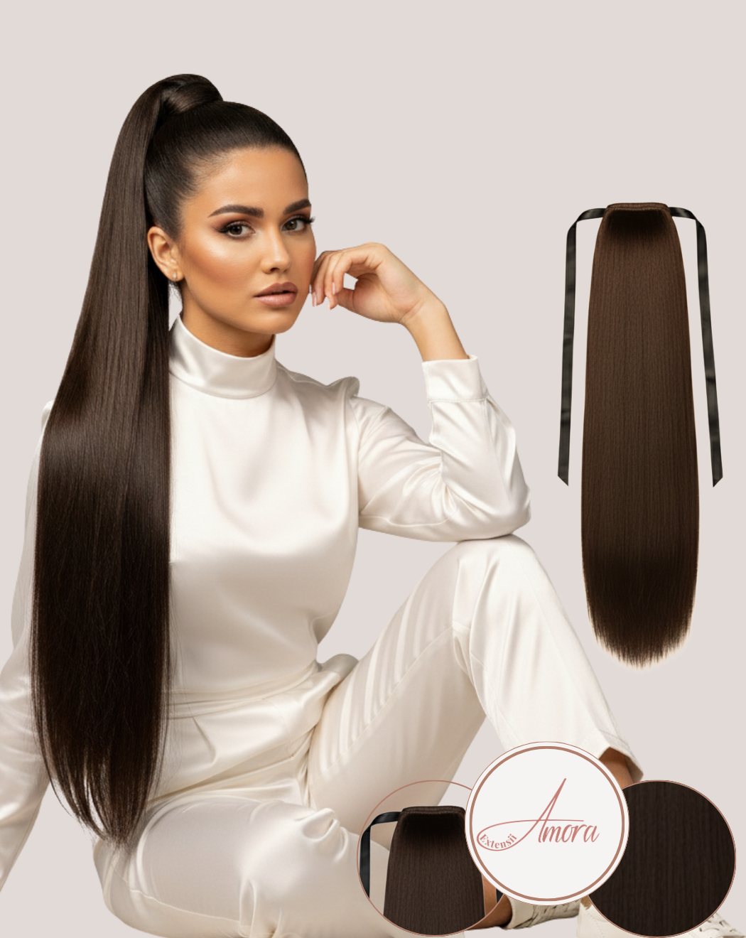 Coadă Păr Rusesc Volum Simplu  Saten Natural 2