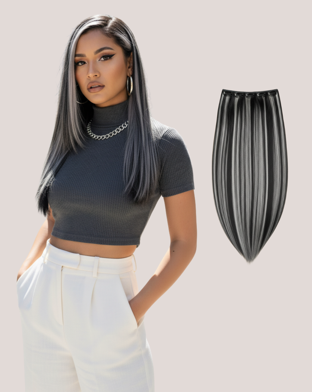 Tresă MegaVolum Balayage Silver Black 1-gray