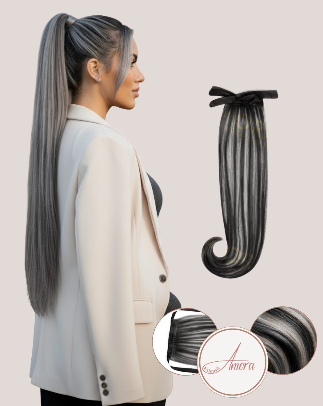 Extensii Coadă Lux Balayage Silver Black 1-gray