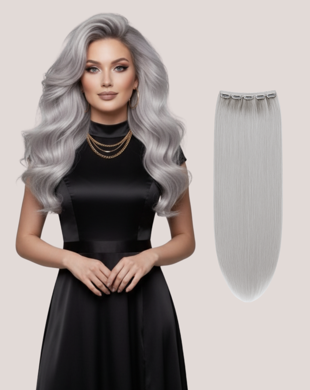 Tresă Păr Rusesc Volum Mediu Gray