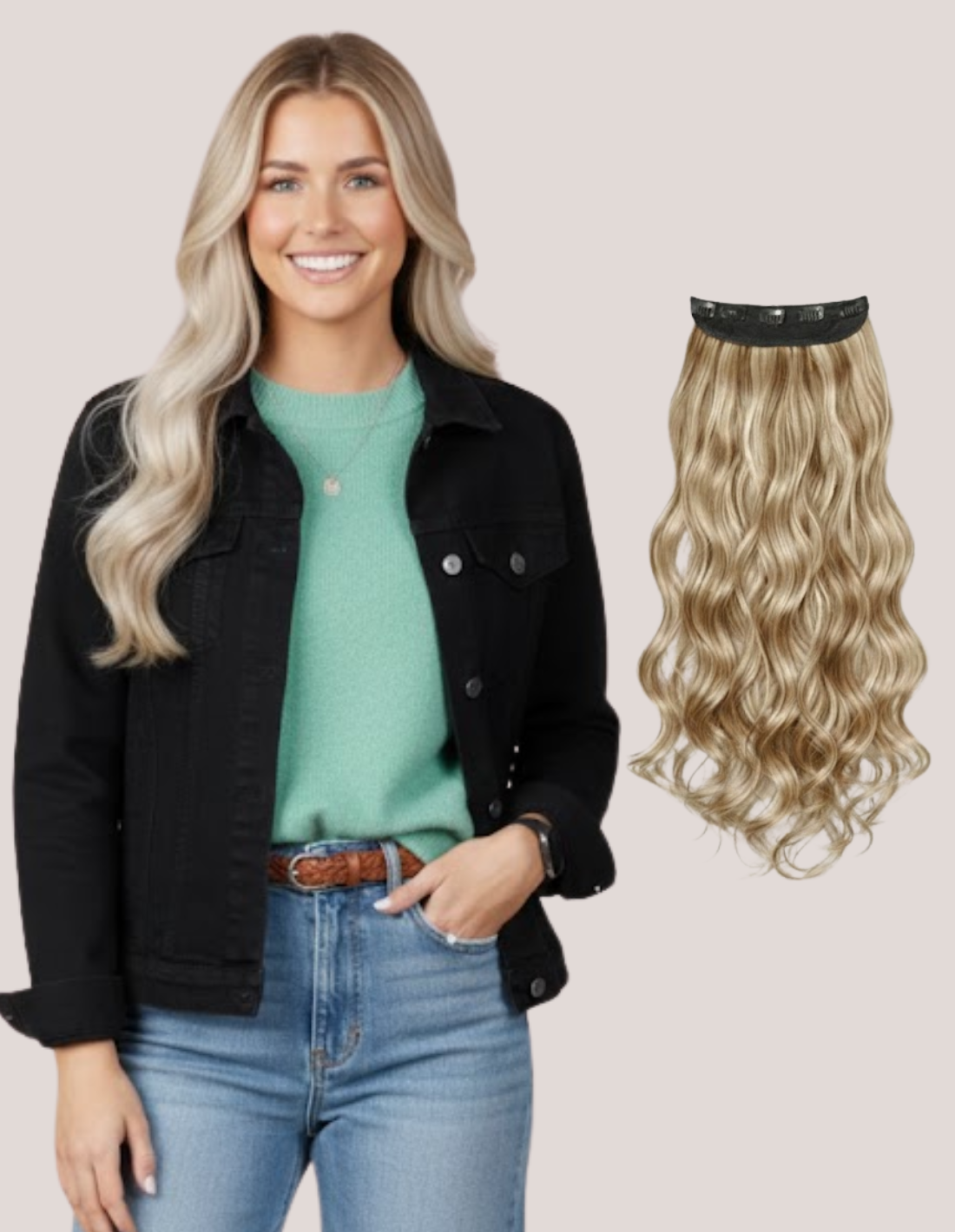 Tresă Ondulată Suvitat Blond Bej-Blond Rece Perlat