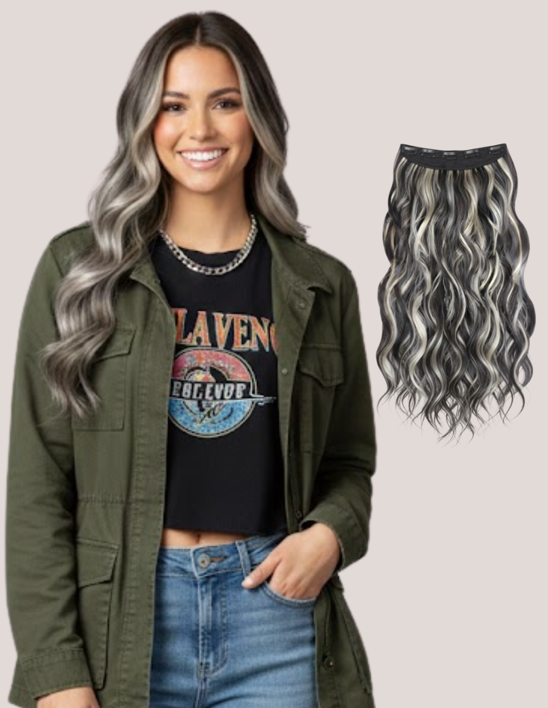 Tresă Ondulată Suvitat Negru -White Gray