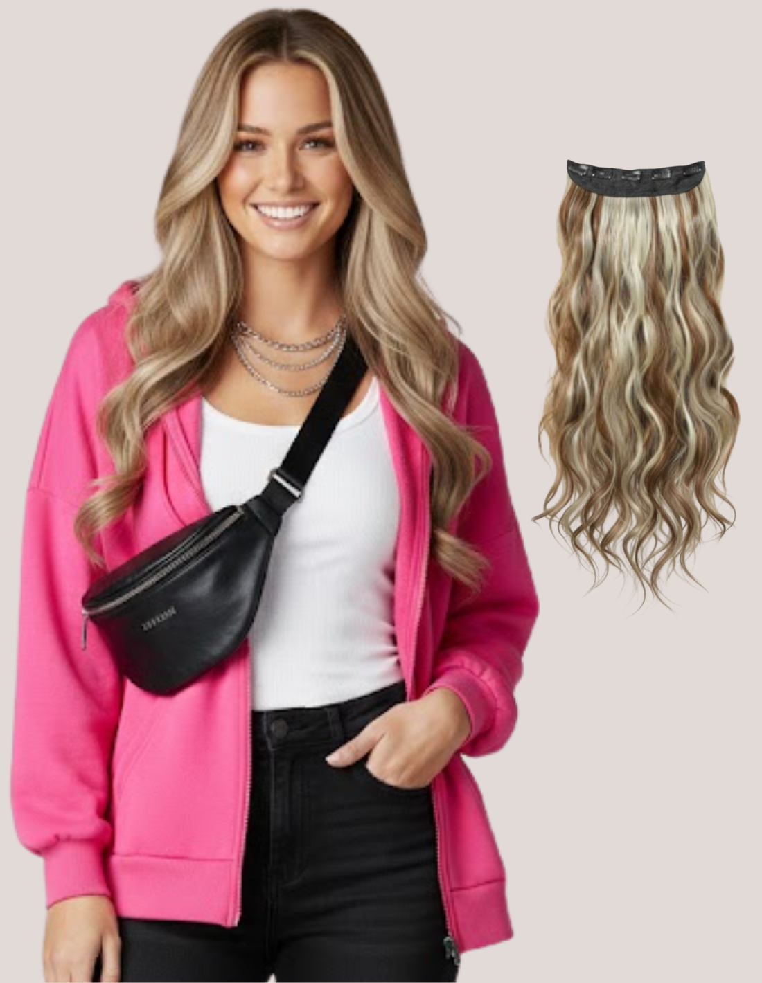 Tresă Ondulată Suvitat Saten Mediu -Blond Cenusiu-Saten Deschis