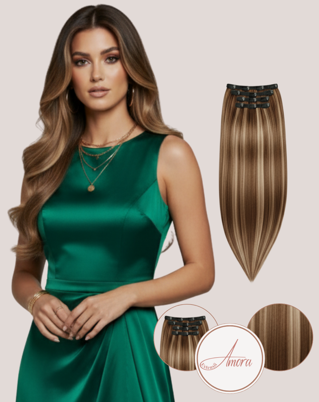 Extensii Clip On Păr Rusesc Volum Mediu  Sweet Coffe 2-18