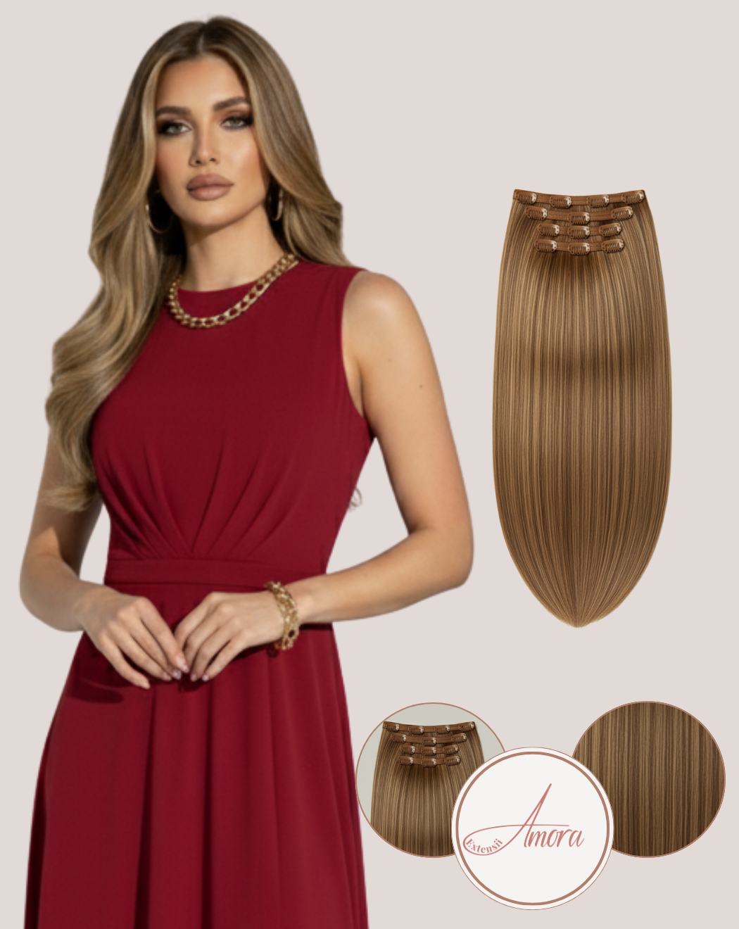 Extensii Clip On Păr Rusesc Volum Simplu Toffee Blend 3-14