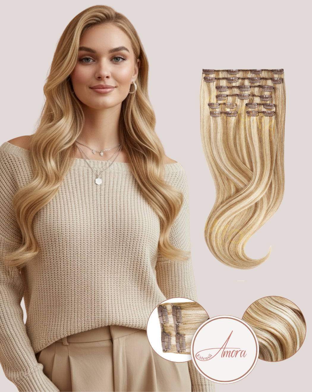 Extensii Clip On Mega Volum Balayage Vanilla Cream 16-60