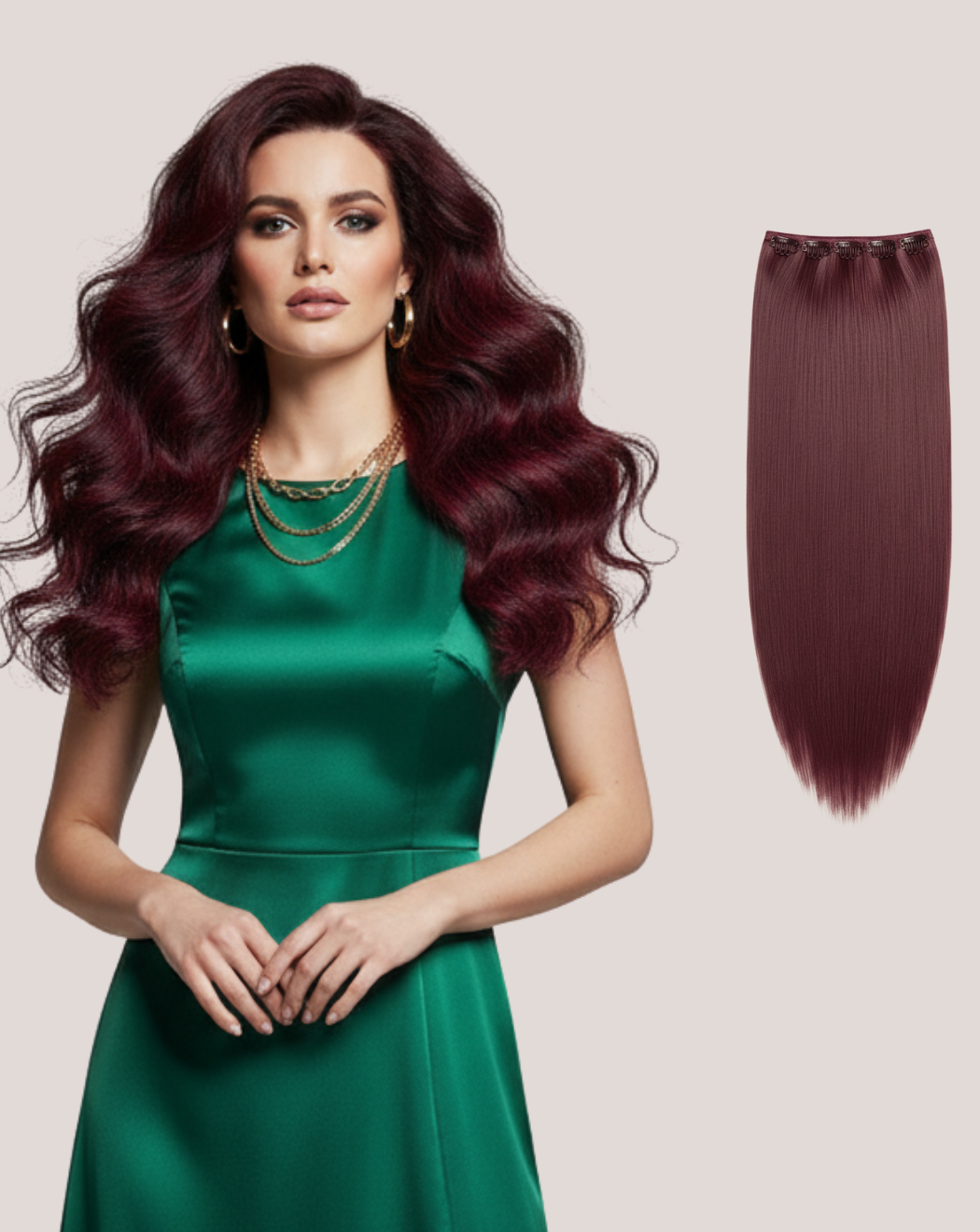 Tresă Păr Rusesc Volum Simplu Roșcat Vișiniu j99