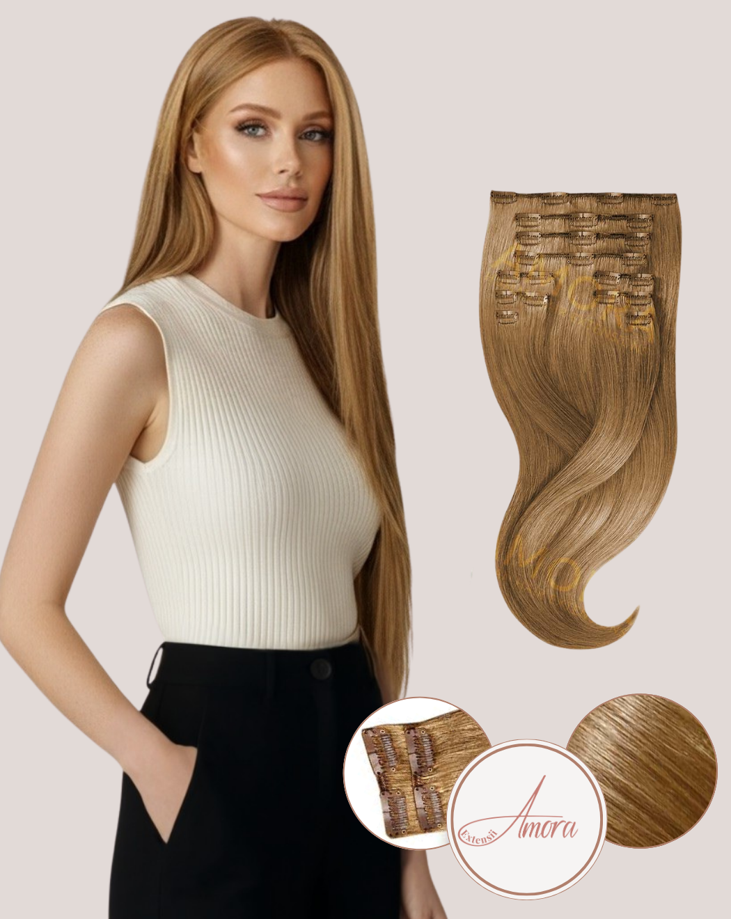 Extensii Clip On Mega Volum Șaten Deschis 10