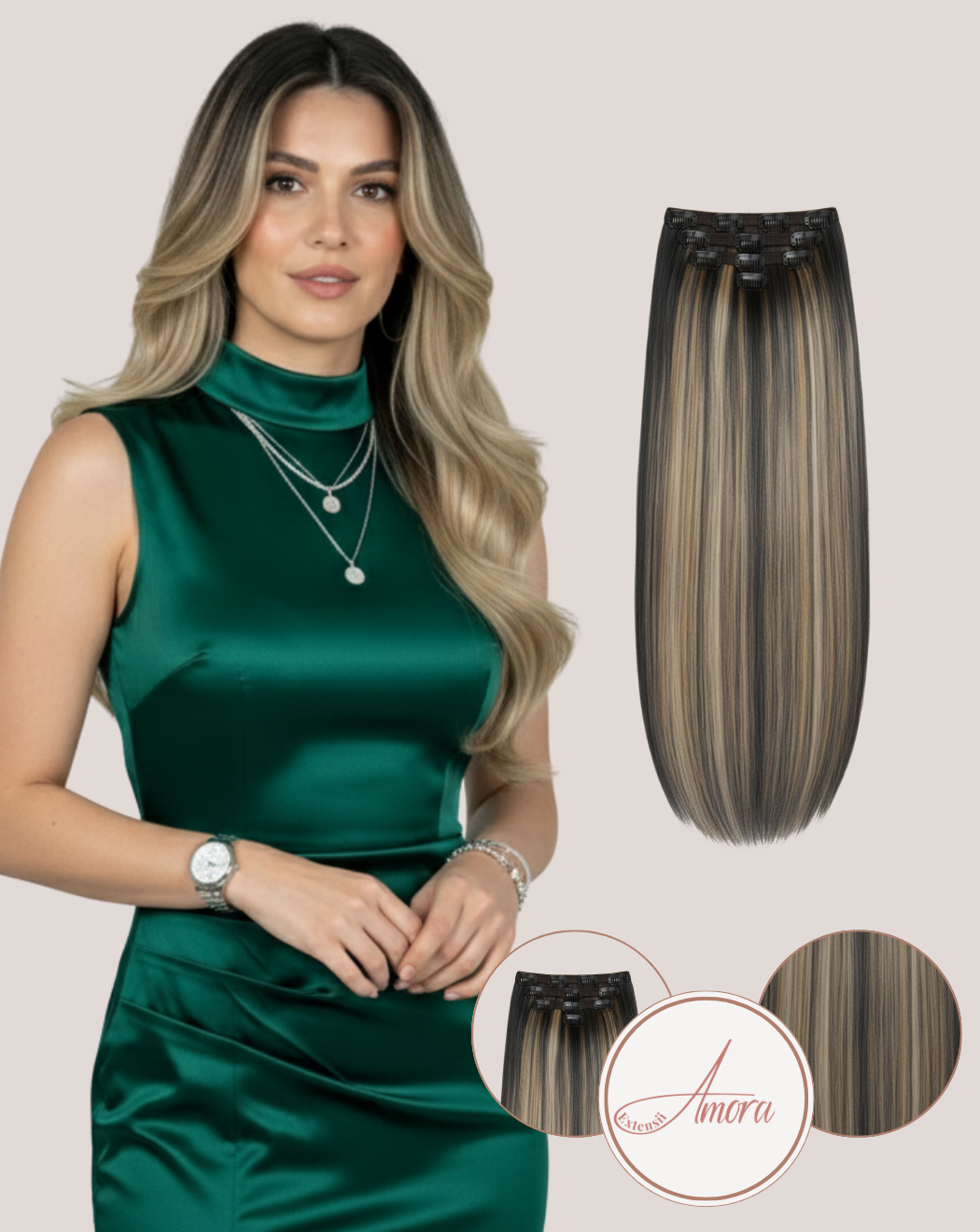 Extensii Clip On Păr Rusesc Volum Simplu Black Shine 1b-22