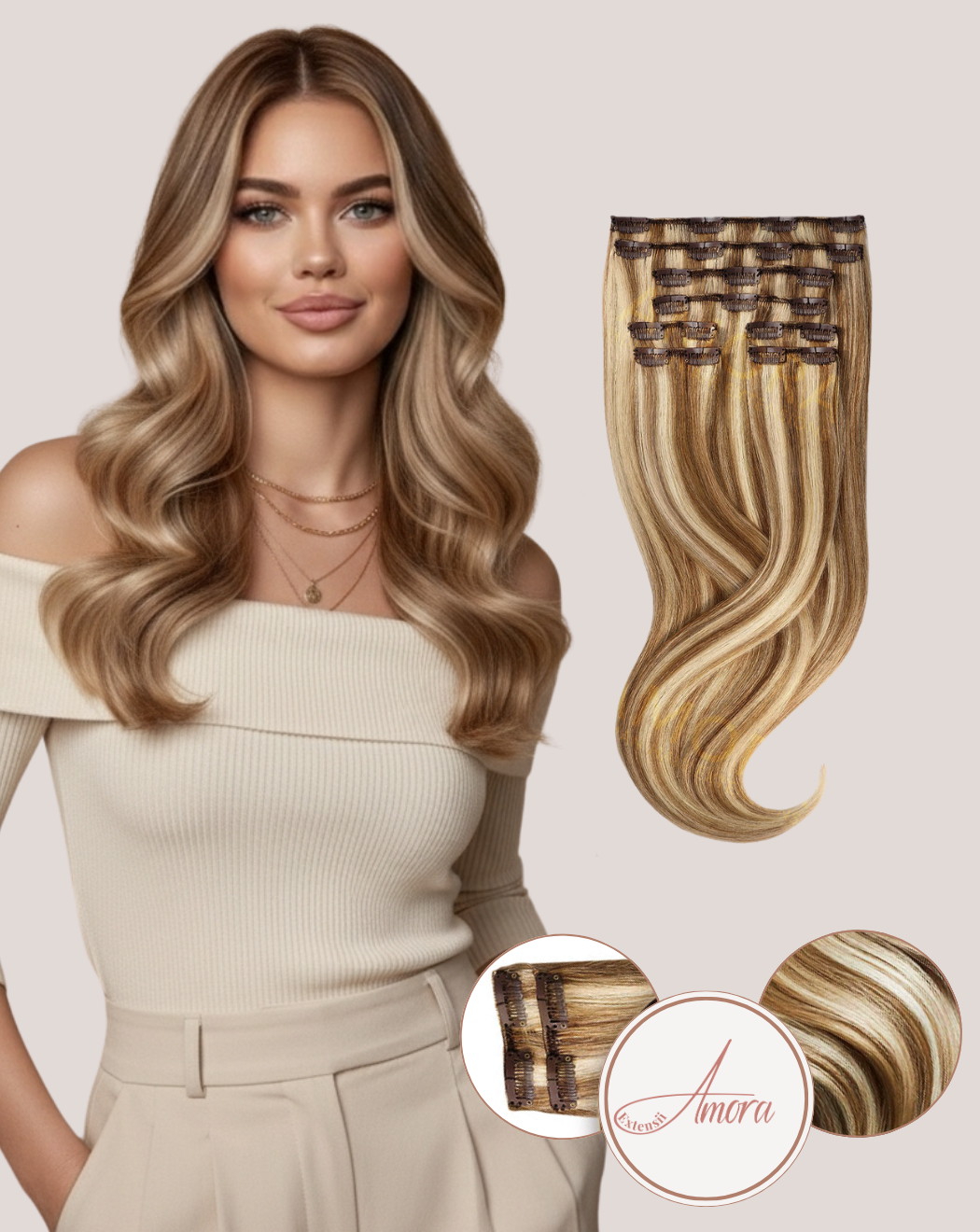 Extensii Clip On Lux Caramel Brulee 8-60