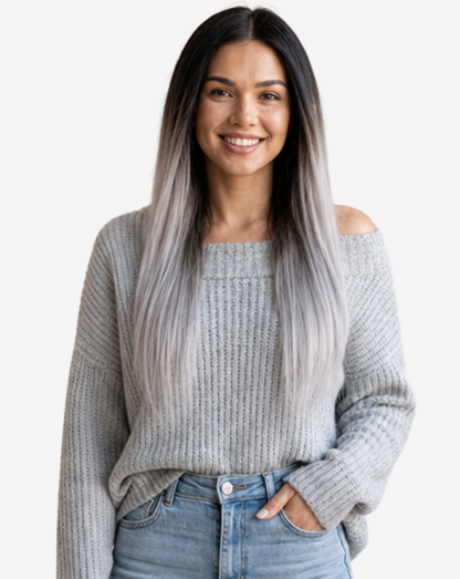 Extensii Clip On Best Seller Ombre Negru cu Blond Gray