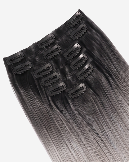 Extensii Clip On Best Seller Ombre Negru cu Blond Gray