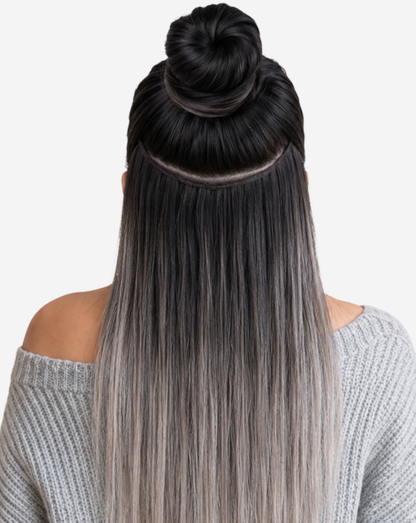Extensii Clip On Best Seller Ombre Negru cu Blond Gray