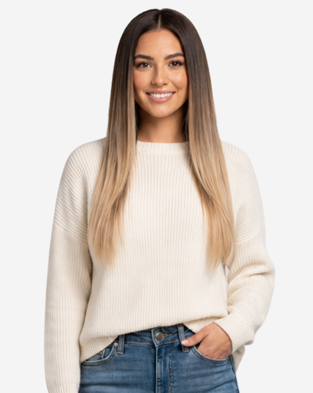 Extensii Clip On Best Seller Ombre Şaten Închis cu Blond Bej
