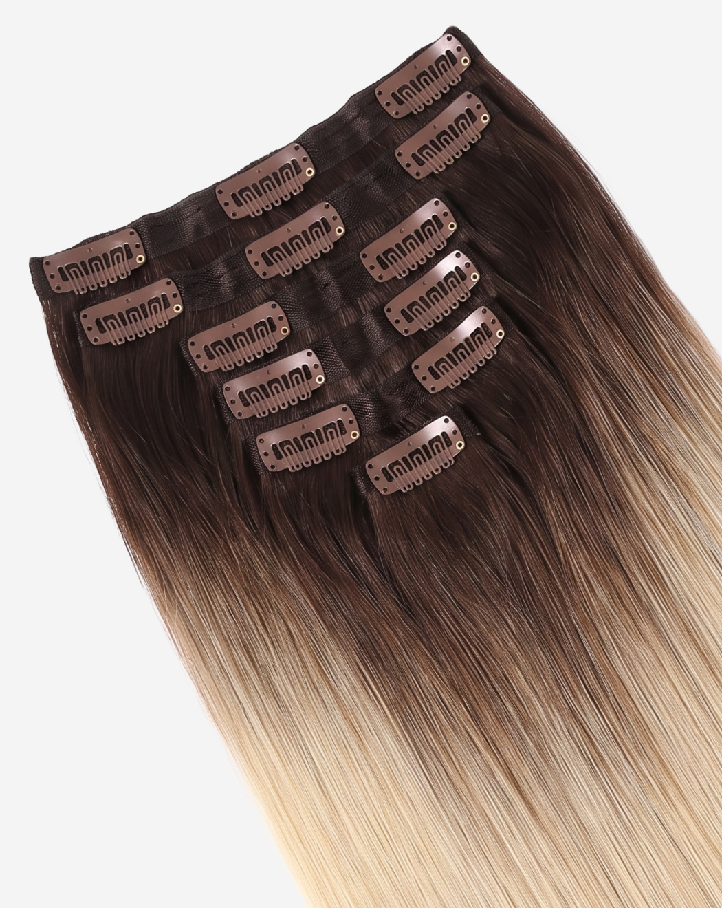Extensii Clip On Best Seller Ombre Şaten Închis cu Blond Deschis
