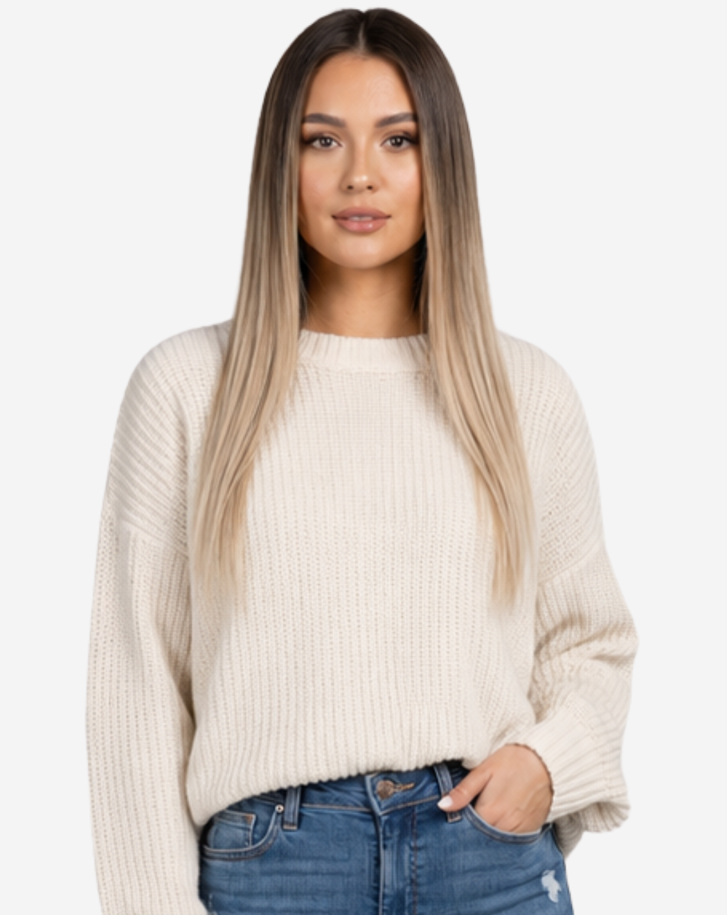 Extensii Clip On Best Seller Ombre Şaten Închis cu Blond Cenusiu
