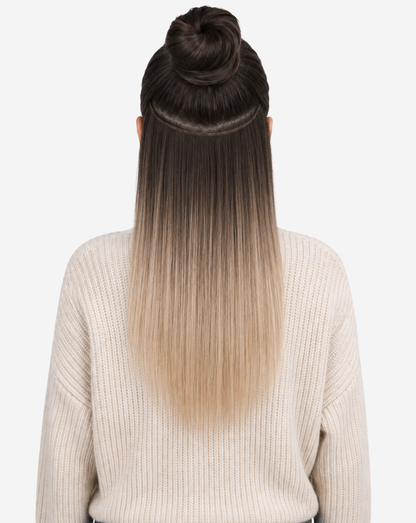 Extensii Clip On Best Seller Ombre Şaten Închis cu Blond Cenusiu