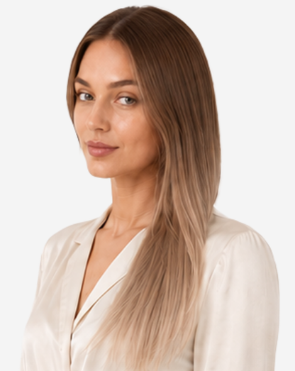 Extensii Clip On Best Seller ombre Şaten Mediu cu Blond Cenusiu