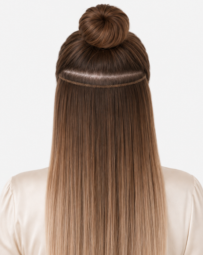 Extensii Clip On Best Seller ombre Şaten Mediu cu Blond Cenusiu