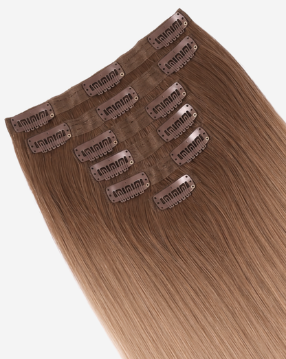 Extensii Clip On Best Seller ombre Şaten Mediu cu Blond Cenusiu