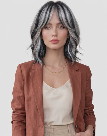 Perucă Best Seller Leila Ombre Negru cu Gray