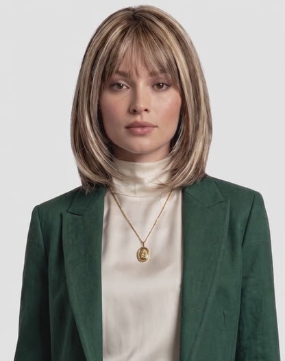 Perucă Best Seller Isra Şaten Închis şuviţat cu Blond Auriu
