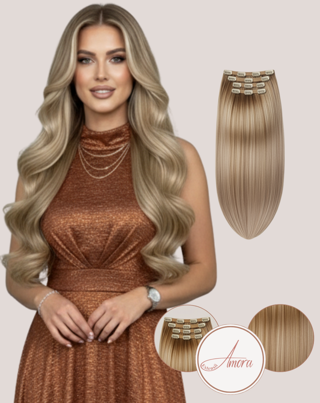 Extensii Clip On Păr Rusesc Volum Mediu  sulit honey